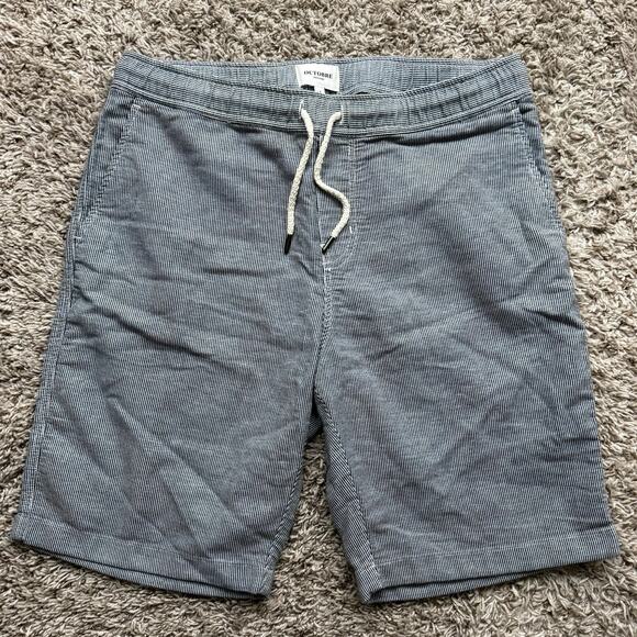 Octobre Editions Shorts Men’s Large Blue White Striped Drawstring Casual Pull On - Picture 1 of 6